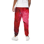 Red Galaxy Space Cloud Print Cotton Pants