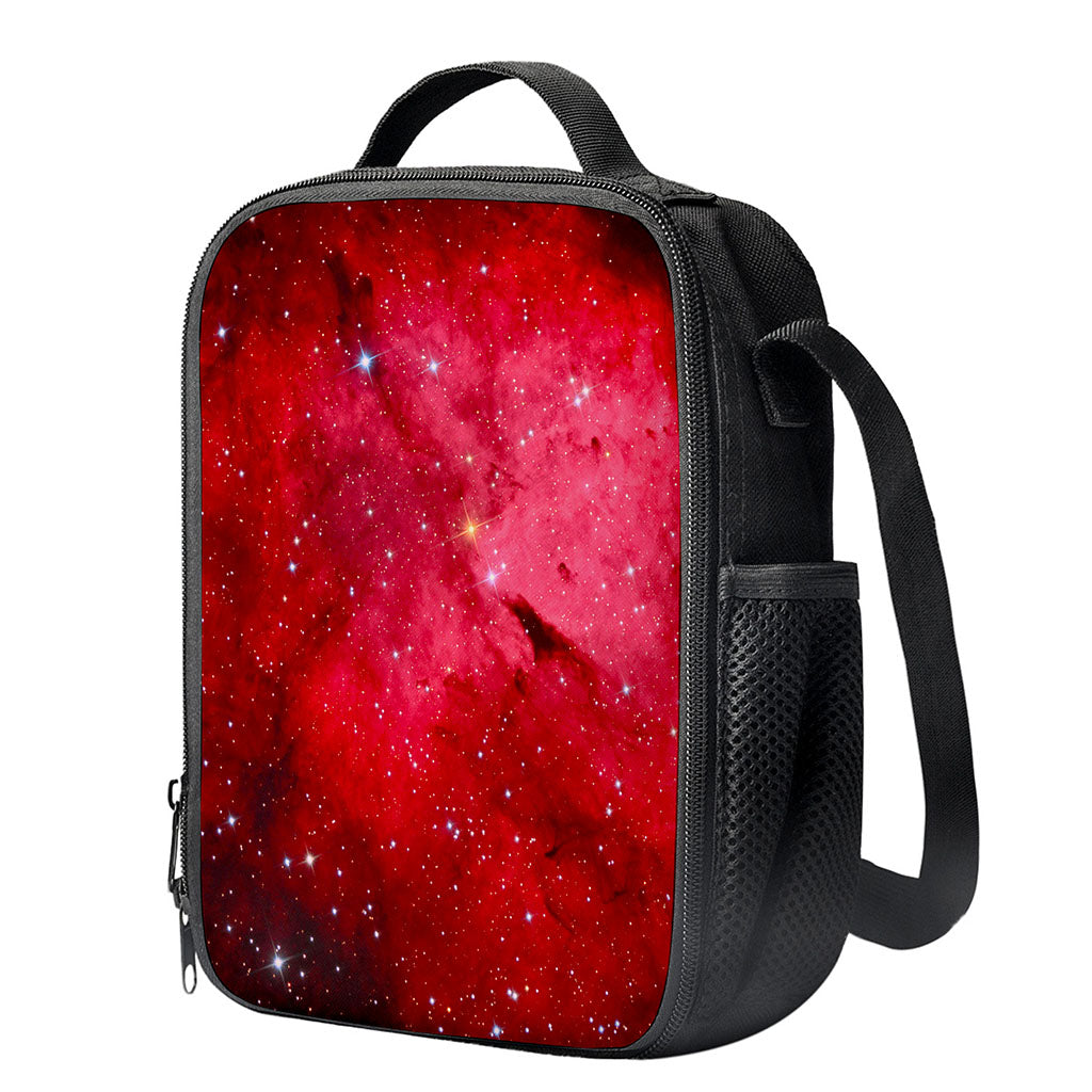 Red Galaxy Space Cloud Print Crossbody Lunch Bag