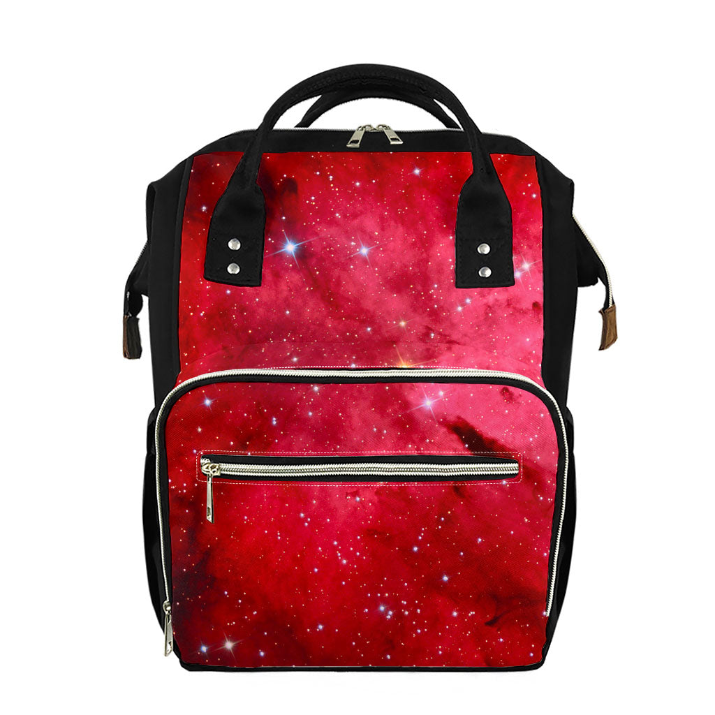 Red Galaxy Space Cloud Print Diaper Bag