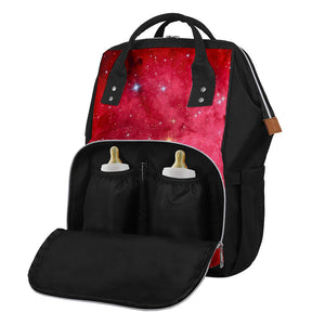 Red Galaxy Space Cloud Print Diaper Bag