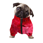 Red Galaxy Space Cloud Print Dog Zip Up Jacket