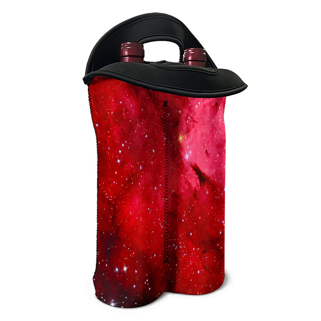 Red Galaxy Space Cloud Print Double Neoprene Wine Tote
