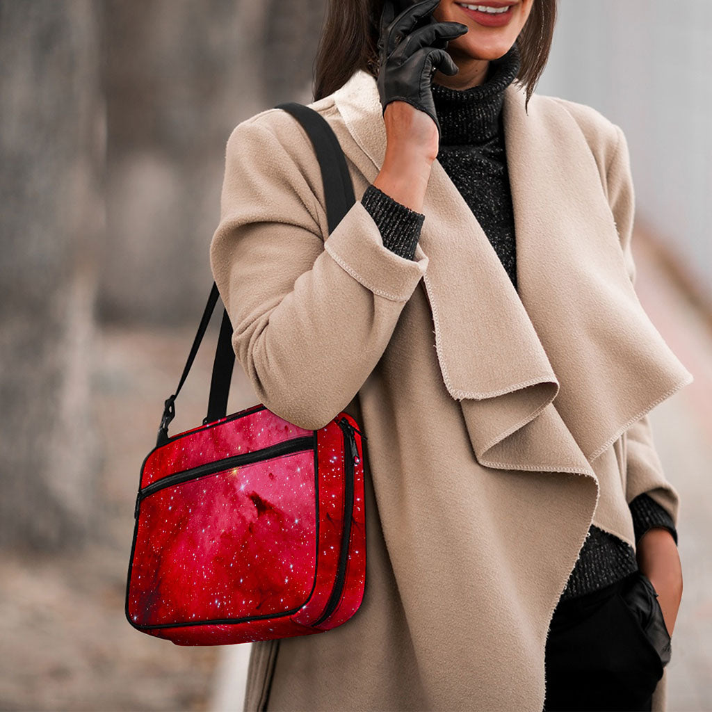 Red Galaxy Space Cloud Print Double Strap Bible Bag