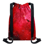 Red Galaxy Space Cloud Print Drawstring Backpack