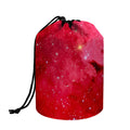 Red Galaxy Space Cloud Print Drawstring Makeup Bag