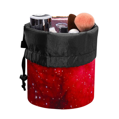 Red Galaxy Space Cloud Print Drawstring Makeup Bag