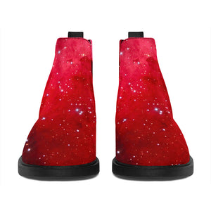 Red Galaxy Space Cloud Print Flat Ankle Boots