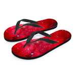 Red Galaxy Space Cloud Print Flip Flops
