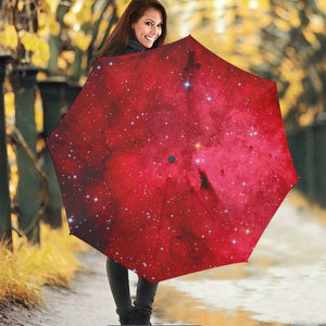 Red Galaxy Space Cloud Print Foldable Umbrella