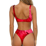 Red Galaxy Space Cloud Print Front Bow Tie Bikini