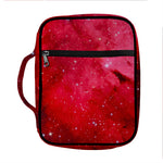 Red Galaxy Space Cloud Print Front Pocket Bible Bag