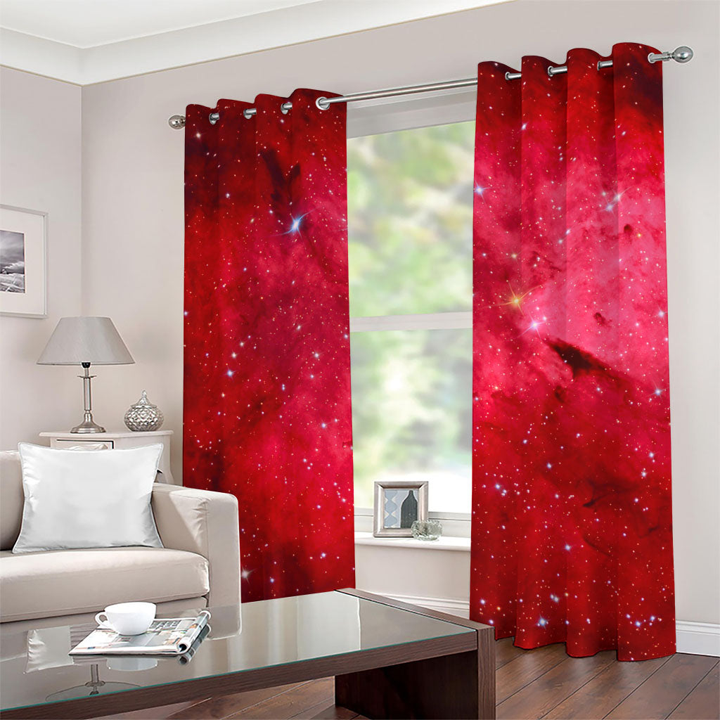 Red Galaxy Space Cloud Print Grommet Curtains