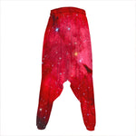 Red Galaxy Space Cloud Print Hammer Pants