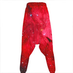 Red Galaxy Space Cloud Print Hammer Pants