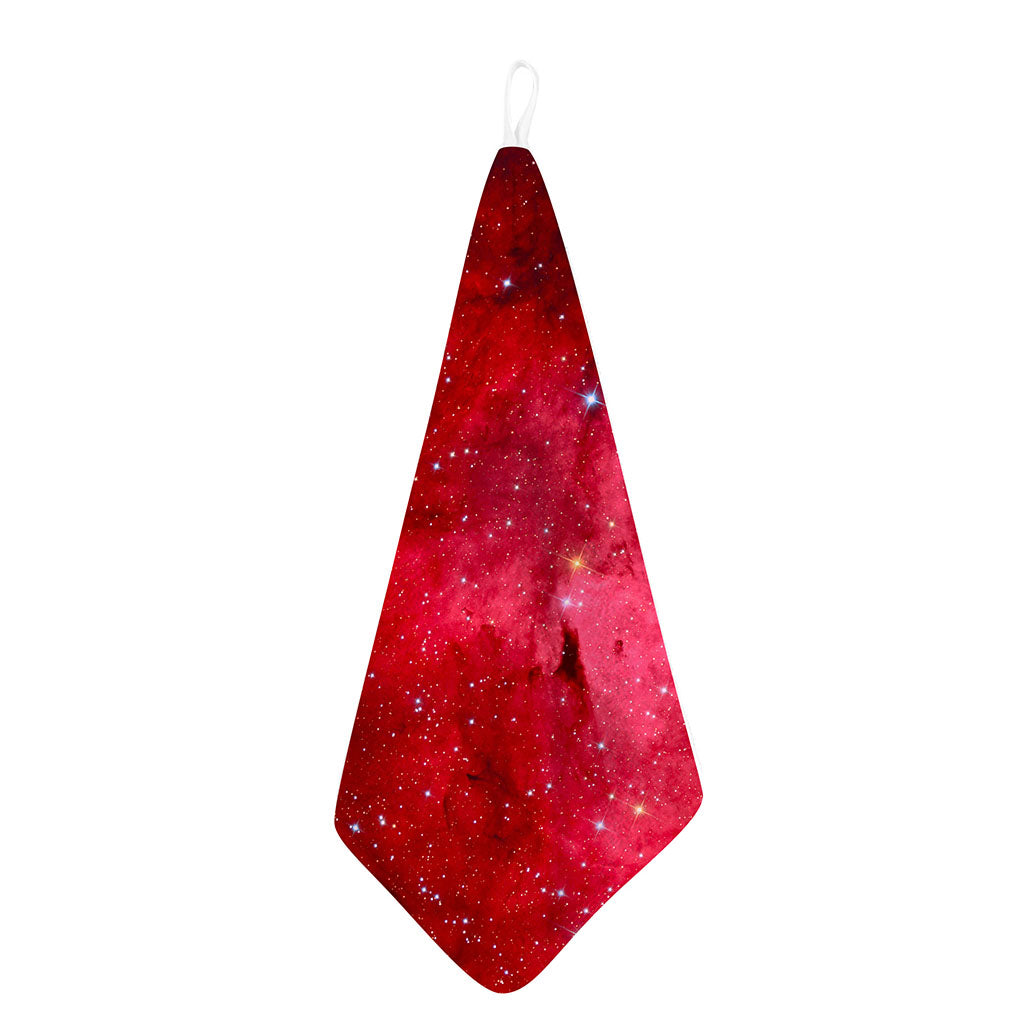 Red Galaxy Space Cloud Print Hand Towel