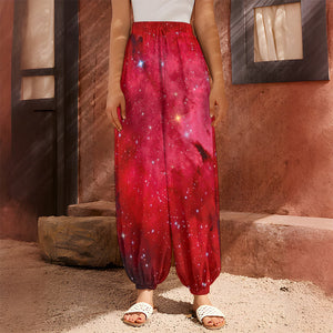 Red Galaxy Space Cloud Print Harem Pants