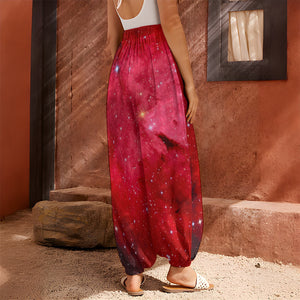 Red Galaxy Space Cloud Print Harem Pants