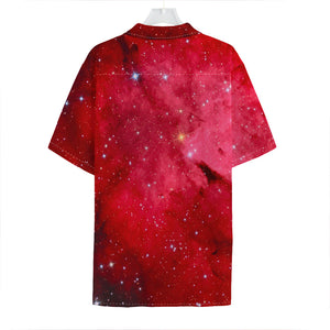 Red Galaxy Space Cloud Print Hawaiian Shirt