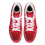 Red Galaxy Space Cloud Print High Top Leather Sneakers