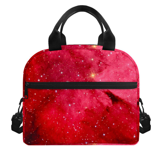 Red Galaxy Space Cloud Print Insulated Lunch Bag