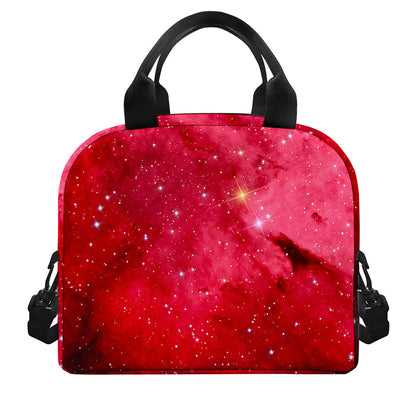 Red Galaxy Space Cloud Print Insulated Lunch Bag