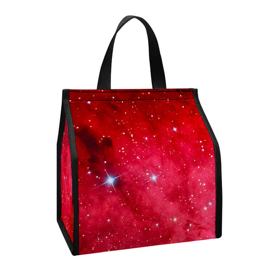 Red Galaxy Space Cloud Print Insulated Lunch Tote