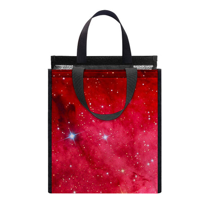 Red Galaxy Space Cloud Print Insulated Lunch Tote