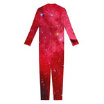 Red Galaxy Space Cloud Print Jumpsuit