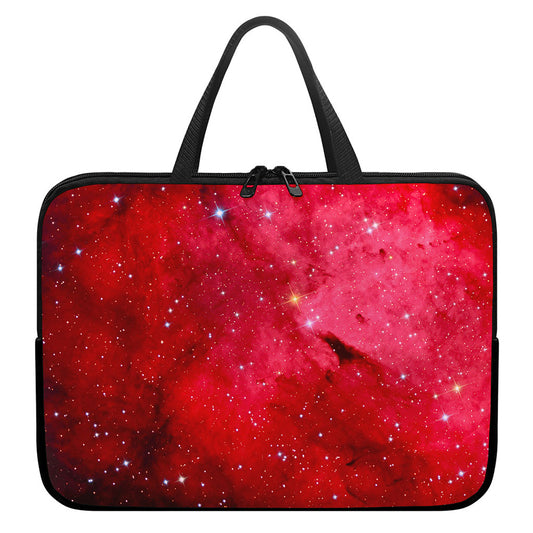 Red Galaxy Space Cloud Print Laptop Sleeve With Handle