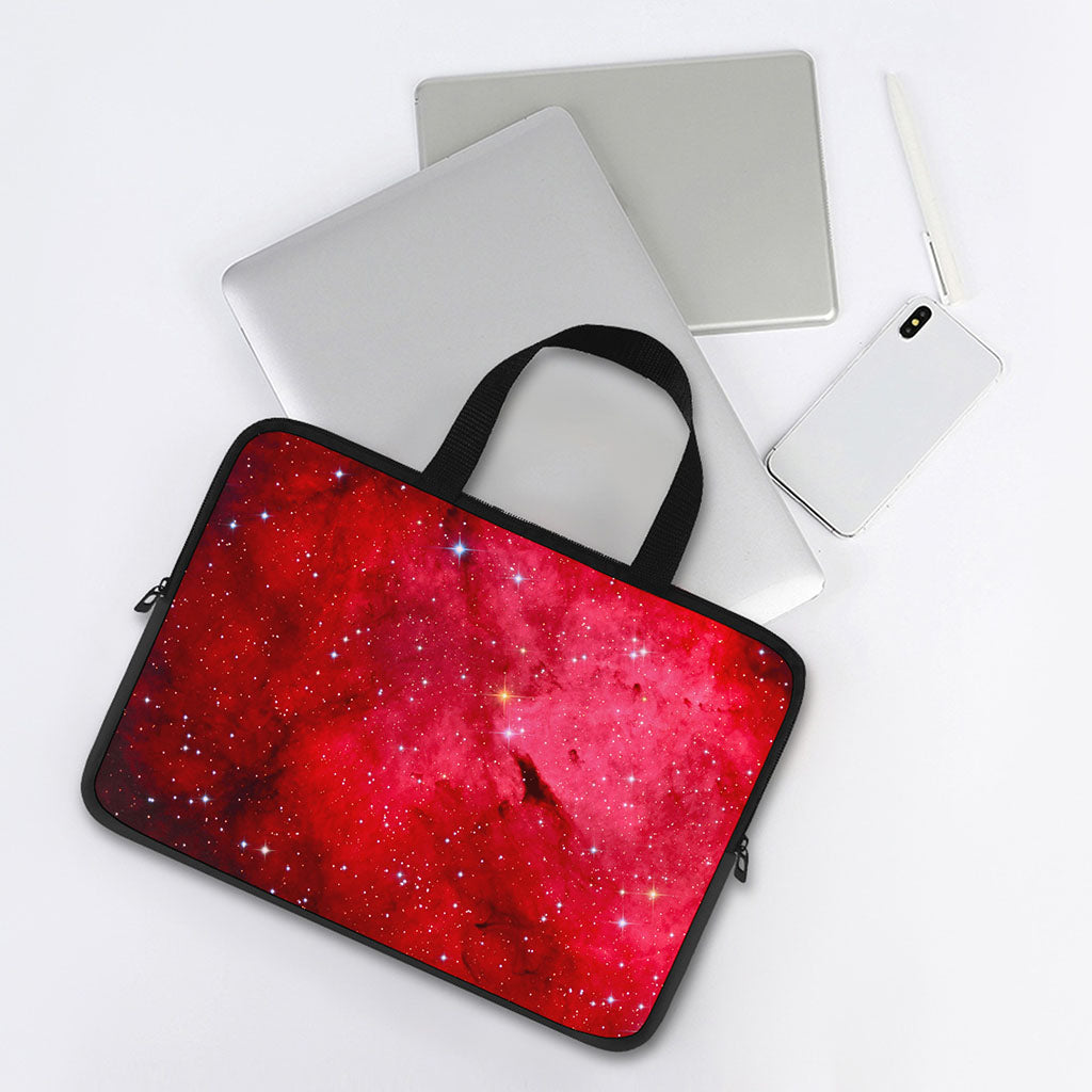 Red Galaxy Space Cloud Print Laptop Sleeve With Handle