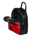 Red Galaxy Space Cloud Print Leather Backpack