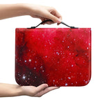 Red Galaxy Space Cloud Print Leather Bible Cover
