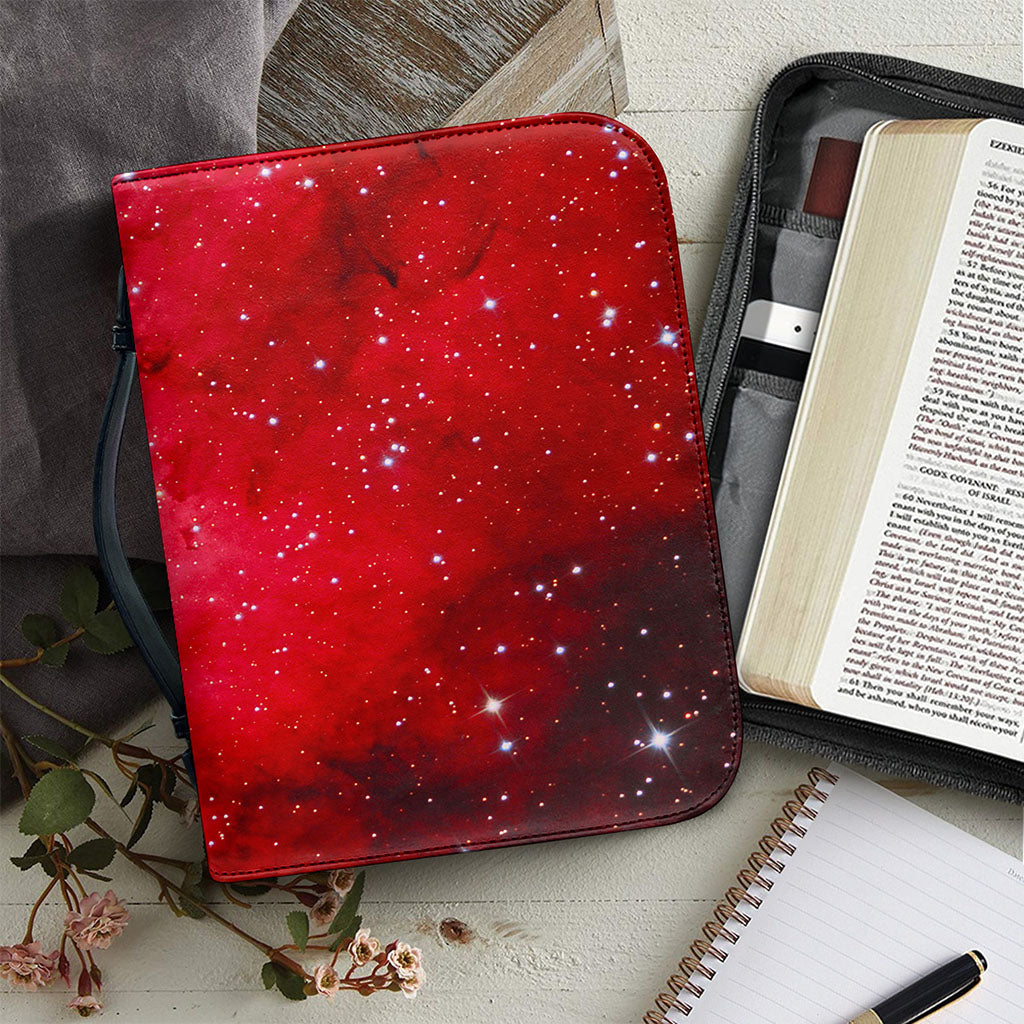 Red Galaxy Space Cloud Print Leather Bible Cover