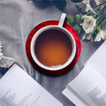 Red Galaxy Space Cloud Print Leather Coaster Set