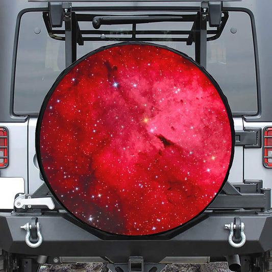 Red Galaxy Space Cloud Print Leather Spare Tire Cover