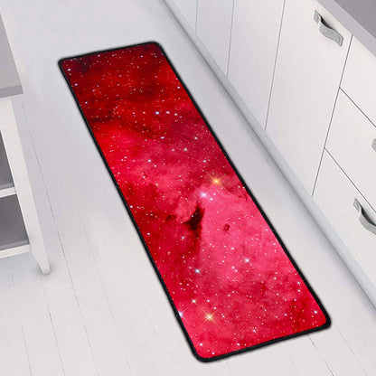 Red Galaxy Space Cloud Print Long Kitchen Mat