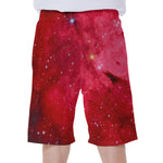 Red Galaxy Space Cloud Print Men's Beach Shorts