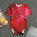 Red Galaxy Space Cloud Print Men's Bodysuit