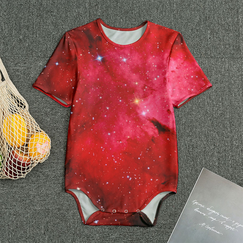 Red Galaxy Space Cloud Print Men's Bodysuit