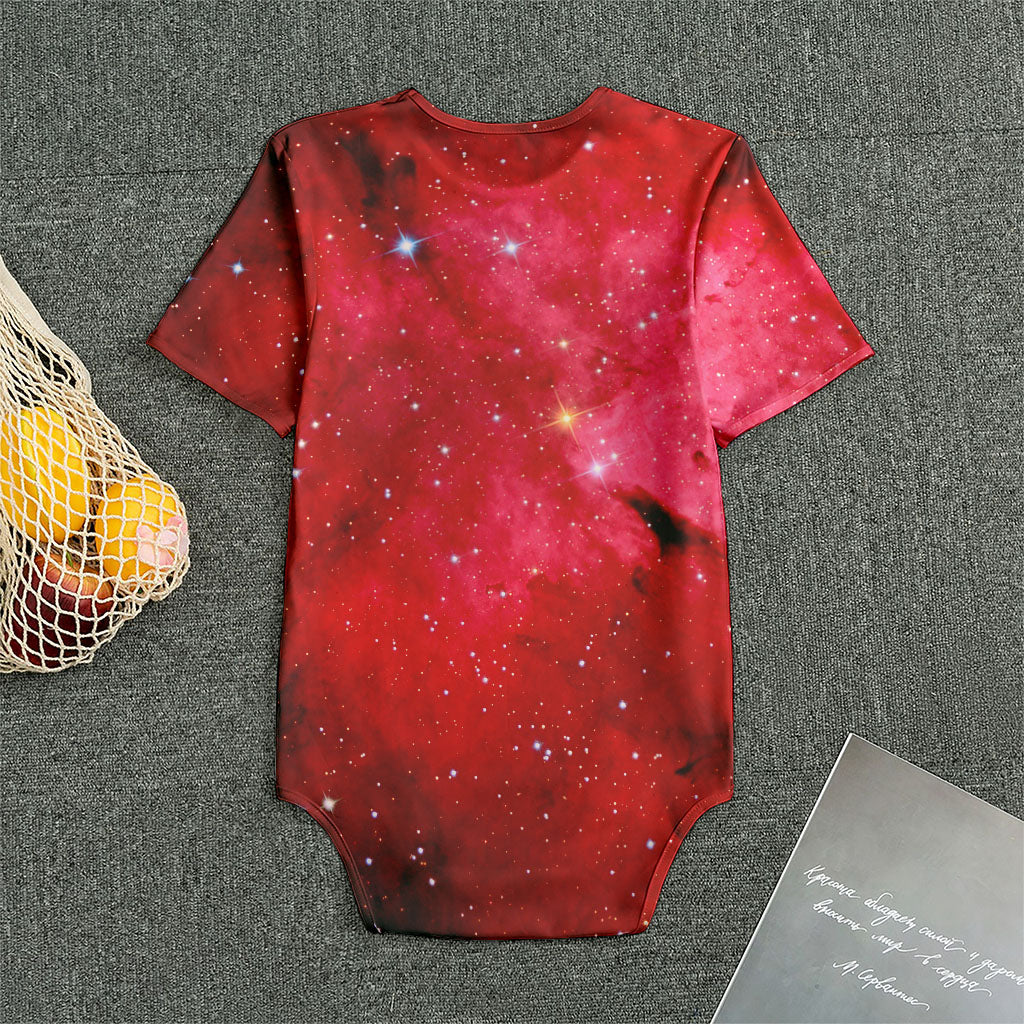Red Galaxy Space Cloud Print Men's Bodysuit