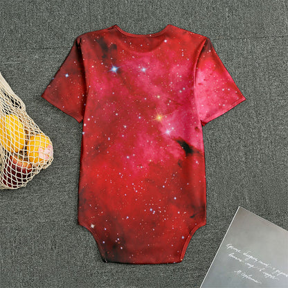 Red Galaxy Space Cloud Print Men's Bodysuit