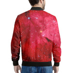 Red Galaxy Space Cloud Print Men's Bomber Jacket