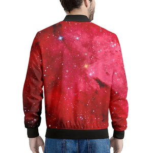 Red Galaxy Space Cloud Print Men's Bomber Jacket