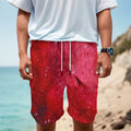 Red Galaxy Space Cloud Print Men's Cargo Shorts