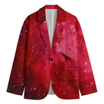 Red Galaxy Space Cloud Print Men's Cotton Blazer