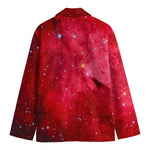 Red Galaxy Space Cloud Print Men's Cotton Blazer