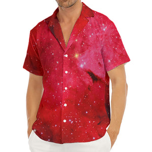 Red Galaxy Space Cloud Print Men's Deep V-Neck Shirt