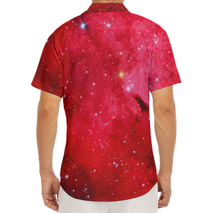 Red Galaxy Space Cloud Print Men's Deep V-Neck Shirt