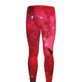 Red Galaxy Space Cloud Print Men's Leggings
