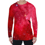 Red Galaxy Space Cloud Print Men's Long Sleeve T-Shirt